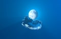 alone night cumulus with moon - design nature 3D rendering Royalty Free Stock Photo