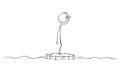 Alone Person Feeling Loneliness , Vector Cartoon Stick Figure Illustration