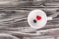 Alone red heart with coffee bean Royalty Free Stock Photo