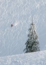 Alone on the ski slope