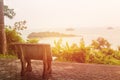 Alone stone chair with sea view