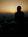 Alone sunset point with my lovely Royal Enfield classic Royalty Free Stock Photo