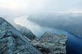 Alone tent on Trolltunga rock Royalty Free Stock Photo