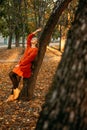 Alone Time, some time to yourself, me time for self-care and self-healing. Alone young woman enjoying life in the autumn