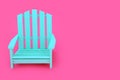 Alone Time with Wooden Blue Chair on Vivid Pink Royalty Free Stock Photo