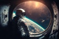 Alone in the Void: An Astronaut\'s View of the Interstellar created with Generative AI technology