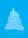 Alone white beatifull crismas tree in light-blue background Royalty Free Stock Photo