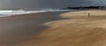 Alone in a windy beach