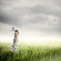 Alone Woman with raincloud Royalty Free Stock Photo