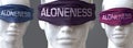 Aloneness can blind our views and limit perspective - pictured as word Aloneness on eyes to symbolize that Aloneness can distort