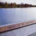 Engraved Railing on Lady Bird Lake During Fall