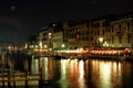 Along Rialto Bridge, Venice at Night Royalty Free Stock Photo
