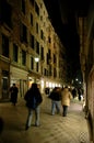 Along Rialto Bridge, Venice at Night Royalty Free Stock Photo