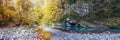 Evening shadows in the gorge of the Khosta River in autumn. Sochi National Park.