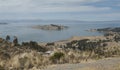 Along the road from San Pedro de Tiquina to Copacabana on the Titicaca lake, the largest highaltitude lake in the world 3808m Royalty Free Stock Photo