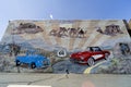 Along route 66, wall painted with graffiti