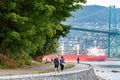 Along the seawall in Stanley Park, downtown Vancouver Royalty Free Stock Photo