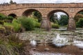 Along water line landscape of half of Richmond Bridge in Richmond, Tasmania, Australia Royalty Free Stock Photo