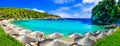Alonissos island, beautiful beach Milia with turquoise sea,Greece. Royalty Free Stock Photo