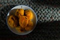 Aloo bonda in a plate on a matte background