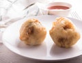 Aloo bonda on wooden background Royalty Free Stock Photo