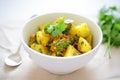 aloo gobhi with turmeric and coriander leaves Royalty Free Stock Photo