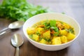 aloo gobhi with turmeric and coriander leaves Royalty Free Stock Photo