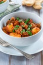 Aloo gosht with naan bread