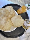 Aloo Sabzi, Juice and Puri Halwai Style - Indian Healthy Food