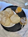 Aloo Sabzi, Juice and Puri Halwai Style - Indian Healthy Food