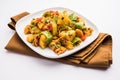 Aloo shimla mirch sabji or dry Potato Capsicum curry is an indian main course recipe Royalty Free Stock Photo