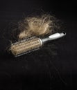 Alopecia concept hairbrush full of loss hair