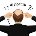 Alopecia concept. Man is showing his hairloss nape.