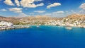 Alopronia is the port of Sikinos with the beach Livadi, Greece Royalty Free Stock Photo
