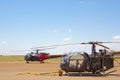 Alouette III Helicopter Succeeding An Alouette II On Runway