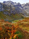 Alp mountain lake with Autumn colors Royalty Free Stock Photo