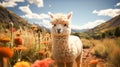 Alpaca camel sunset portrait rural scene grass livestock sand adventure