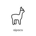 Alpaca icon. Trendy modern flat linear vector Alpaca icon on white background from thin line animals collection
