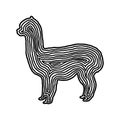 A alpaca illustration icon in black offset line. Fingerprint sty