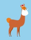 Alpaca Lama Santa Claus. Wild animal with beard and moustache. C
