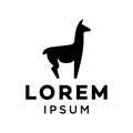 Alpaca llama animal logo icon design silhouette illustration vector isolated on white background