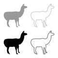 Alpaca Llama Lama Guanaco silhouette grey black color vector illustration solid outline style image Royalty Free Stock Photo