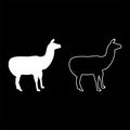 Alpaca Llama Lama Guanaco silhouette white color vector illustration solid outline style image Royalty Free Stock Photo