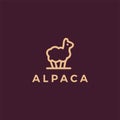 Alpaca llama logo icon line outline monoline style image