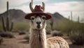 Alpaca portrait cute woolly mammal smiling for camera generated by AI