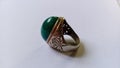 Alpaca Ring With Bacan Doko Stone Behind View