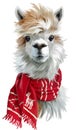 Alpaca wearing a red scarf Royalty Free Stock Photo