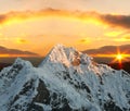 Alpamayo peak on sunset