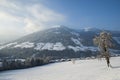Alpbach,Tyrol,Austria 02-22-2011.winter scene on the snowy mountains of alpbach,austria