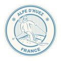 Alpe Dhuez ski resort stamp Royalty Free Stock Photo